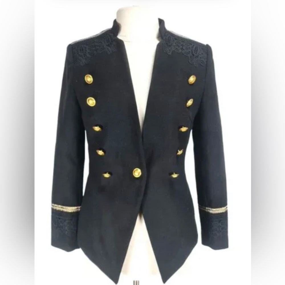 Womens Romeo + Juliet Couture Military Lace Jacket Detail Blazer Size Large
